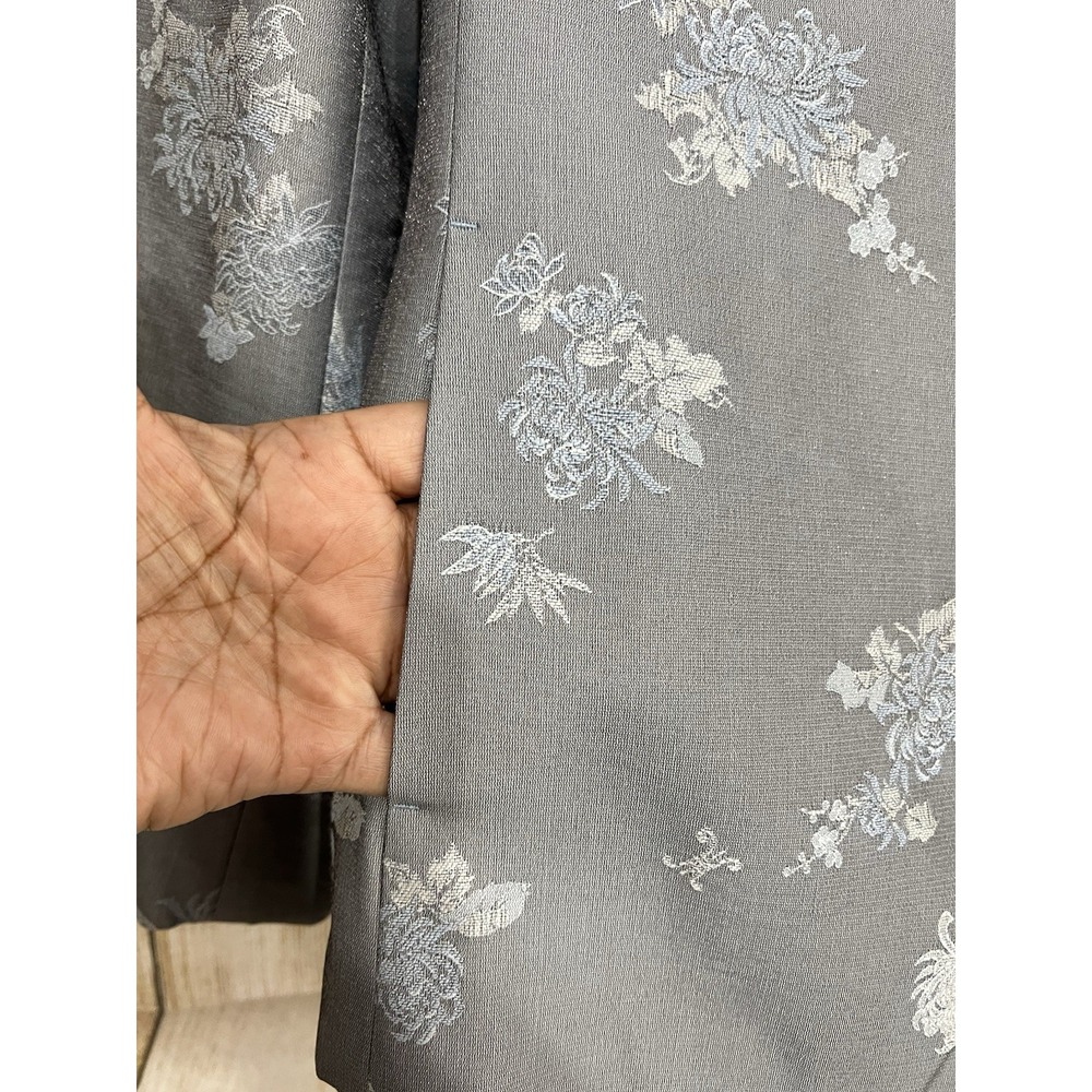 Kasper 2 Pc Floral Jacquard Pant Suit Women 6 Gray Formal Career Soft Quiet Lux - Picture 3 of 8